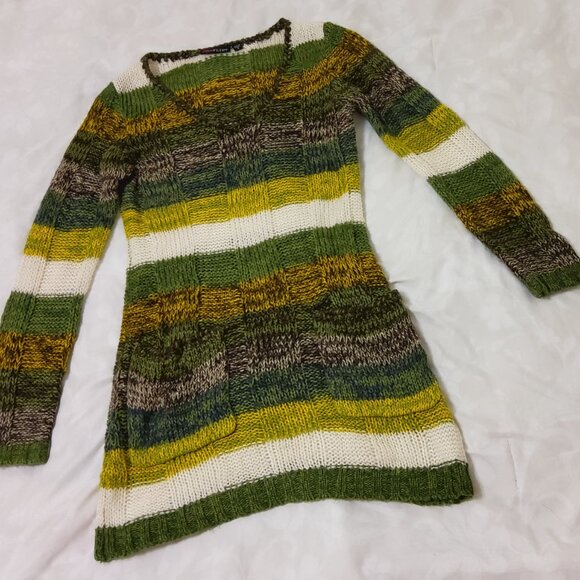 Ultra Flirt Y2K fairy grunge cozy knit crochet sweater mini dress with pockets - Picture 6 of 9